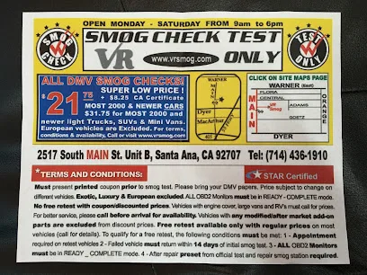 VR smog check test only storefront